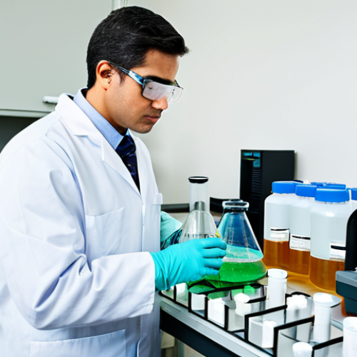 Home 14 Waste Characterization Lab**
"A fully clothed environmental technician wearing safety glasses and a lab coat, carefully analyzing a sample of waste in a well-equipped laboratory. Various beakers, test tubes, and analytical equipment are visible. The scene emphasizes precision and scientific rigor. Safe for work, appropriate content, professional, perfect anatomy, correct proportions, well-lit, high-resolution photography, focus on safety and accuracy."
**