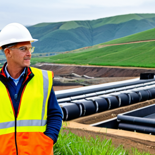 Home 13 폐기물처리기사 필기시험 기출문제 - Modern Landfill Management**
"A professional environmental engineer inspecting a modern landfill si...