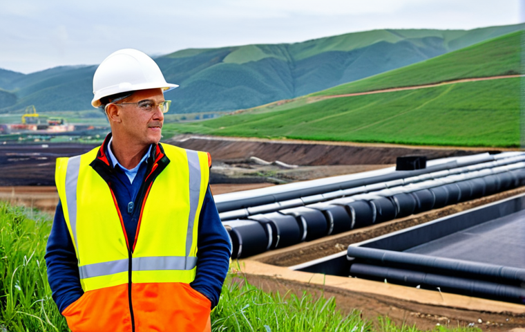 폐기물처리기사 필기시험 기출문제 - Modern Landfill Management**
"A professional environmental engineer inspecting a modern landfill si...