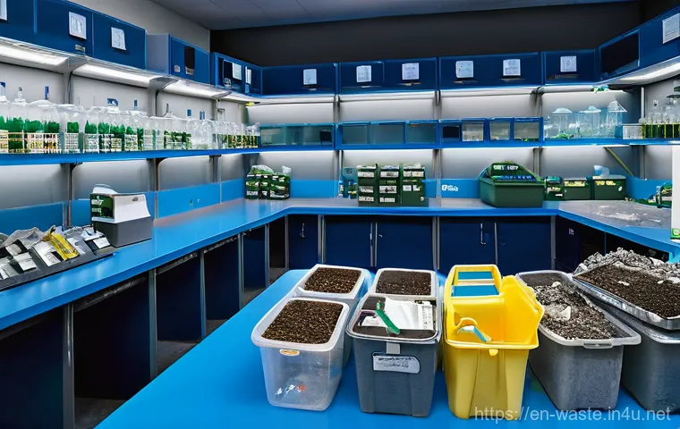 폐기물처리 실기 시험 준비 기간 설정 - **Prompt 1: Foundation Building - Understanding Waste Streams**
    "A clean, brightly lit laborator...