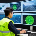 폐기물처리 경력직 이직 팁 - A professional waste management specialist in a modern recycling facility office, wearing business c...